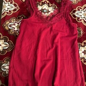 Red Lace Trim Tank Top